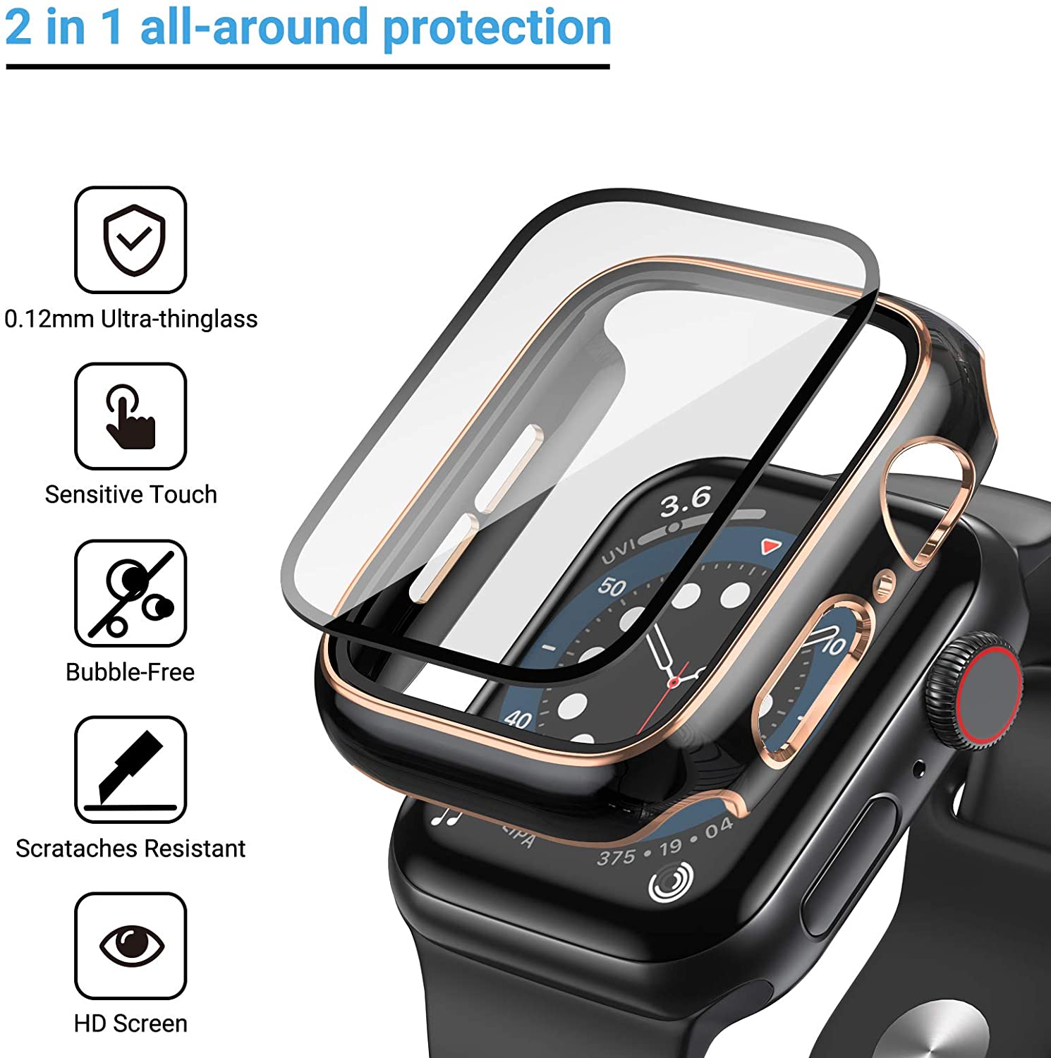 Vidrio + cubierta para Apple W - Smartwatch Band Accessories reseña y precio
