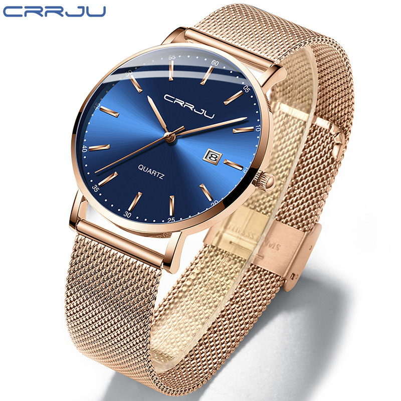 Reloj de mujer CRRJU, diseño m - Stainless Mesh Band reseña y precio